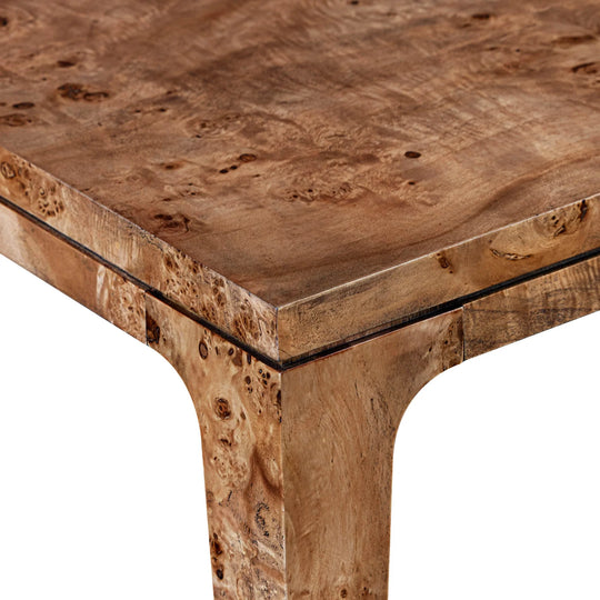 Mappa Dining Table in Dark Burl mango wood veneer parsons leg detail - dining table by LH Imports - Whats New Furniture Portland OR
