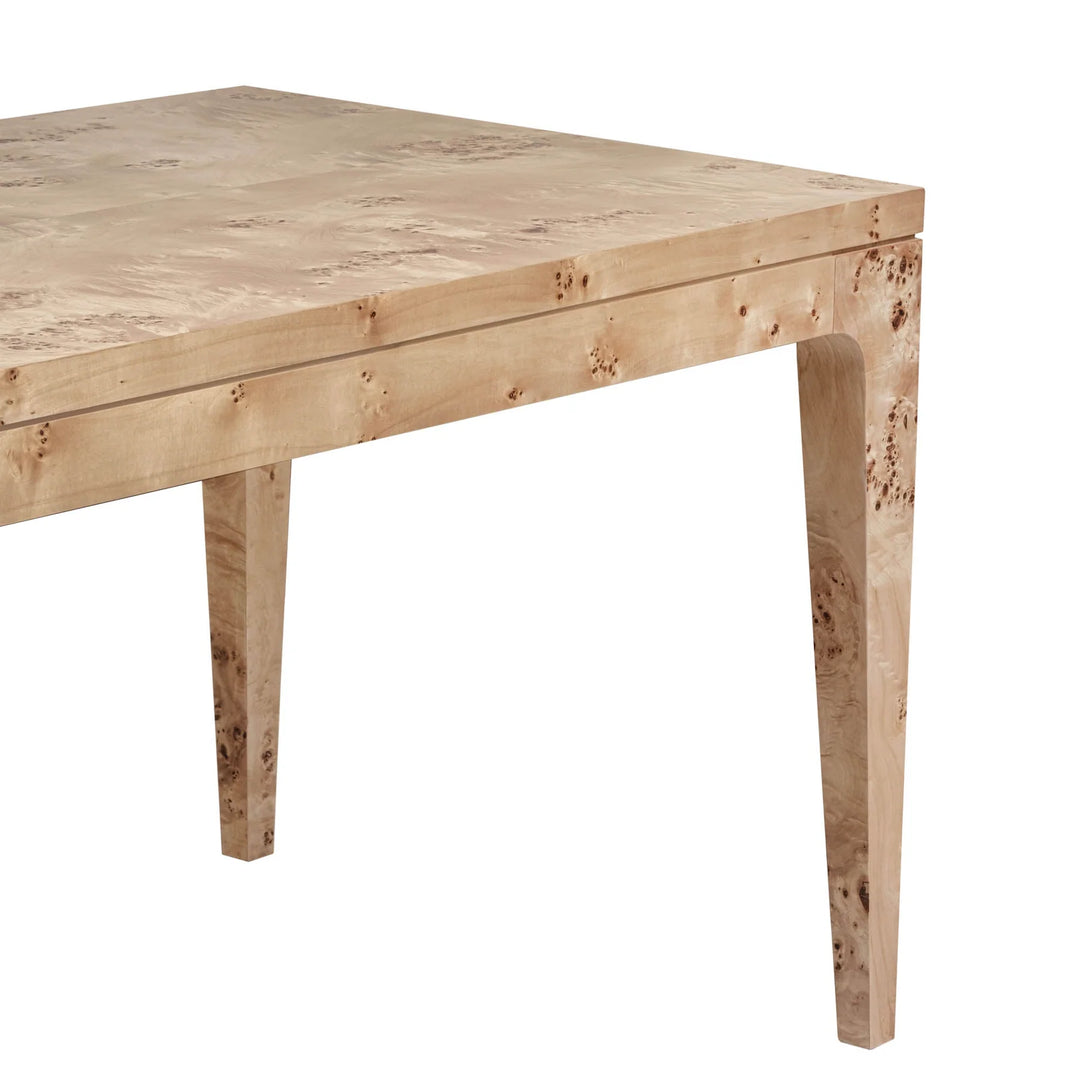 Mappa Dining Table in Light Burl mango wood veneer three-quarter angle - dining table by LH Imports - Whats New Furniture Portland OR
