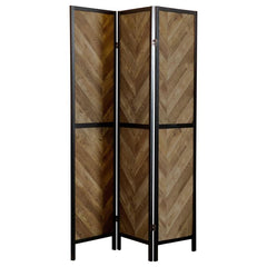 Marlene 3-Panel Room Divider Folding Screen in rustic tobacco - rustic wood folding screen by Coaster - Whats New Furniture Portland OR