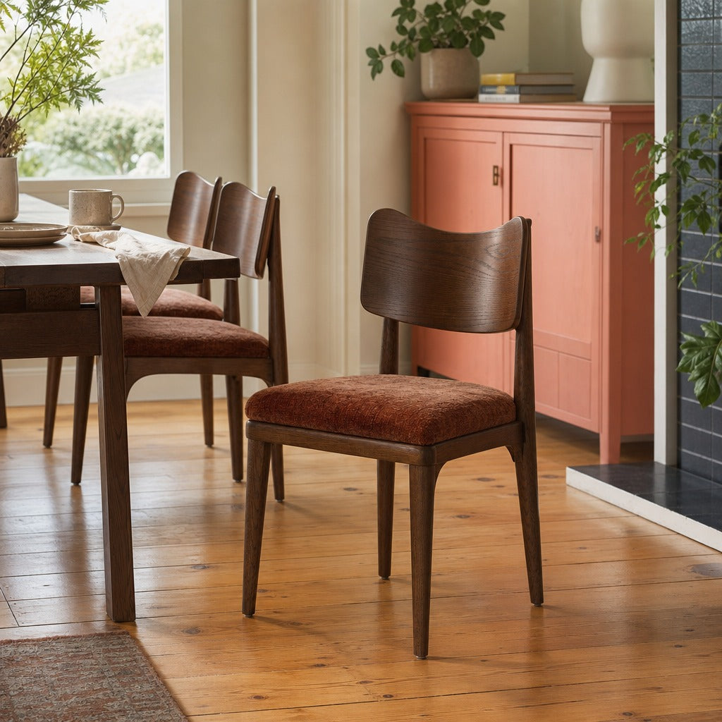 Marley Dining Chair in Altair Sienna styled in Portland Montavilla cottage dining room - Whats New Furniture