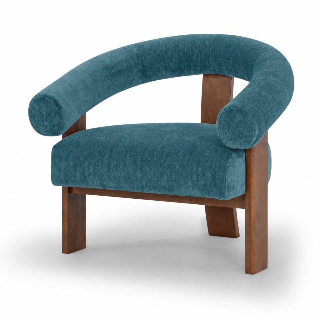 Marquam Accent Chair in Moss Turquoise - angle view studio - What&