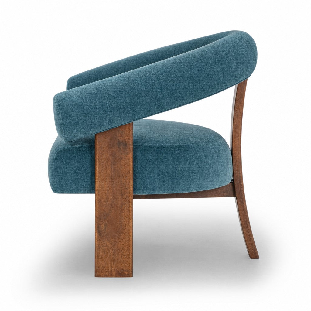 Marquam Accent Chair in Moss Turquoise - side view studio - What&