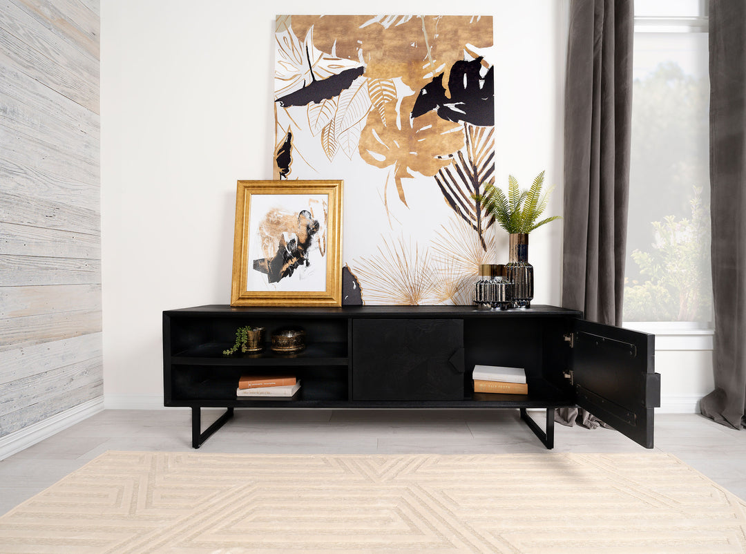 Marsden 2-door Mango Wood 70-inch TV Stand Charcoal Black - What&