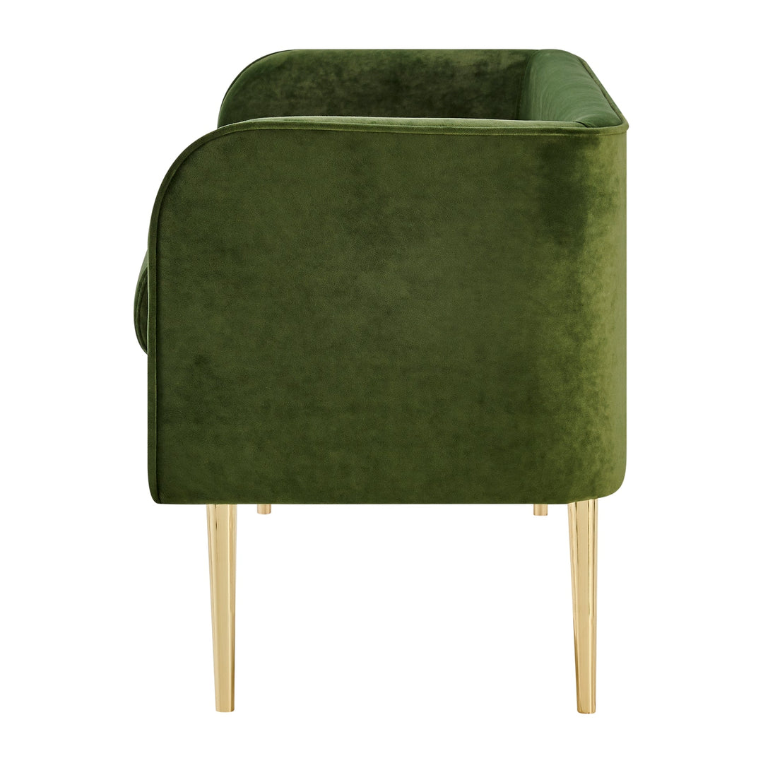 Marsha Velvet Bench in Dainty Green alternate angle - velvet bench by NPD - Whats New Furniture Portland OR