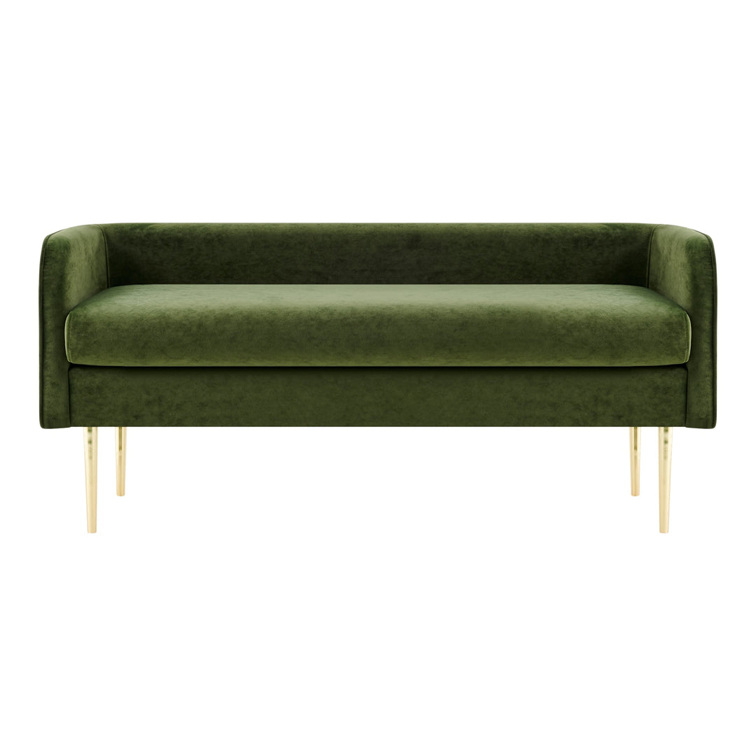 Marsha Velvet Bench in Dainty Green back view - velvet bench by NPD - Whats New Furniture Portland OR