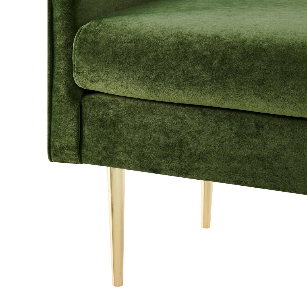 Marsha Velvet Bench in Dainty Green context shot - velvet bench by NPD - Whats New Furniture Portland OR