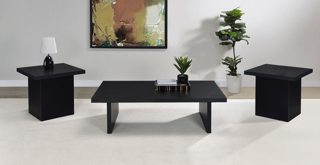 Max 3-piece Rectangular Coffee and End Table Set Black - What&
