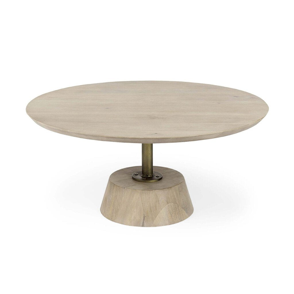 Maxwell Round Coffee Table in Light Brown - round coffee table - Whats New Furniture Portland OR