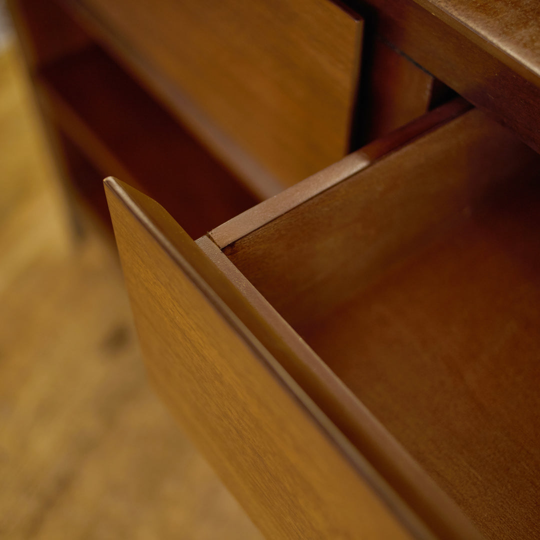 MCM 2 Drawer Console Table detail view 4 - Whats New Furniture - Portland, Oregon