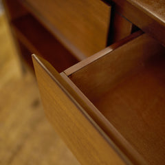 MCM 2 Drawer Console Table detail view 4 - Whats New Furniture - Portland, Oregon