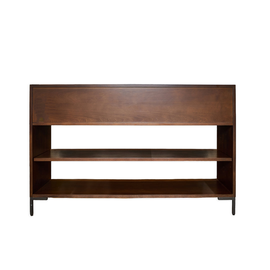 MCM 2 Drawer Console Table detail view - Whats New Furniture - Portland, Oregon