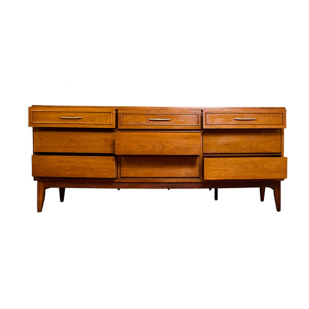 Mid - Century Modern 9 Drawer Dresser detail view 2 - Whats New Furniture - Portland, Oregon