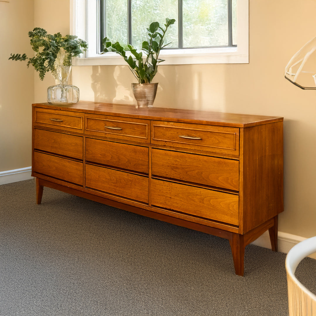 Mid - Century Modern 9 Drawer Dresser detail view 3 - Whats New Furniture - Portland, Oregon