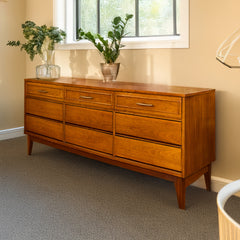 Mid - Century Modern 9 Drawer Dresser detail view 3 - Whats New Furniture - Portland, Oregon