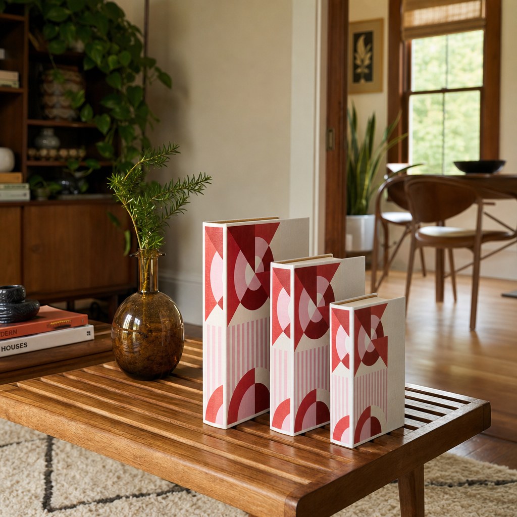 MDF &amp; Canvas Book Storage Boxes, Set of 3 styled in a Portland living room - What&