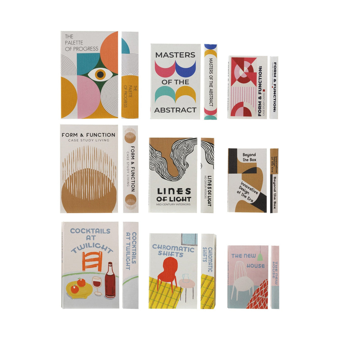 MDF &amp; Canvas Book Storage Boxes Set of 3 - all 8 multicolor style options - Creative Co-Op - What&