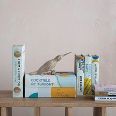 MDF &amp; Canvas Book Storage Boxes Set of 3 - styled as decorative book boxes with a bird accent - Creative Co-Op - What&