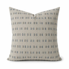 Me Too Chambray blue dash throw pillow front view by Decor Fifty-Five - Whats New Furniture Portland OR