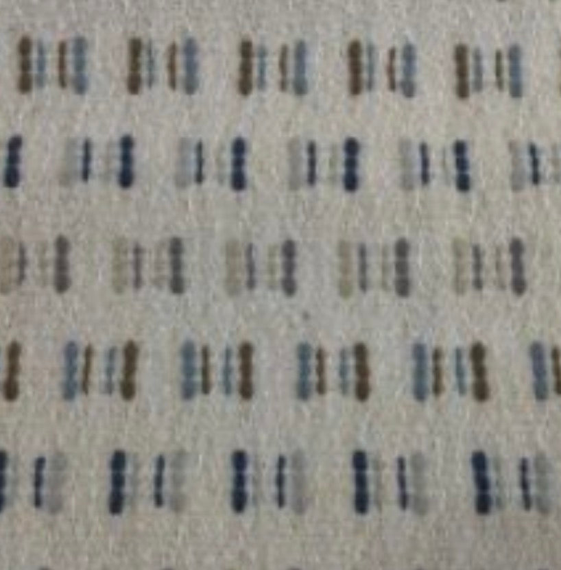 Me Too Chambray blue dash pattern throw pillow fabric on cream by Decor Fifty-Five - Whats New Furniture Portland OR