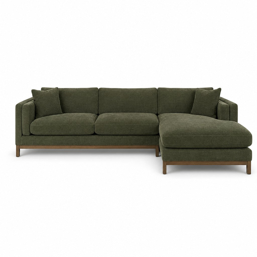 Meadows Open Chaise Sectional in Rizz Moss front view - chaise sectional by Stanton - Whats New Furniture Portland OR