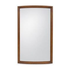 Medium walnut mid-century wall mirror with a slim vertical wood frame by Broyhill