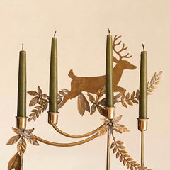 Metal Reindeer Taper Candelabra leaf and cup detail - home decor by Kalalou - Whats New Furniture Portland OR