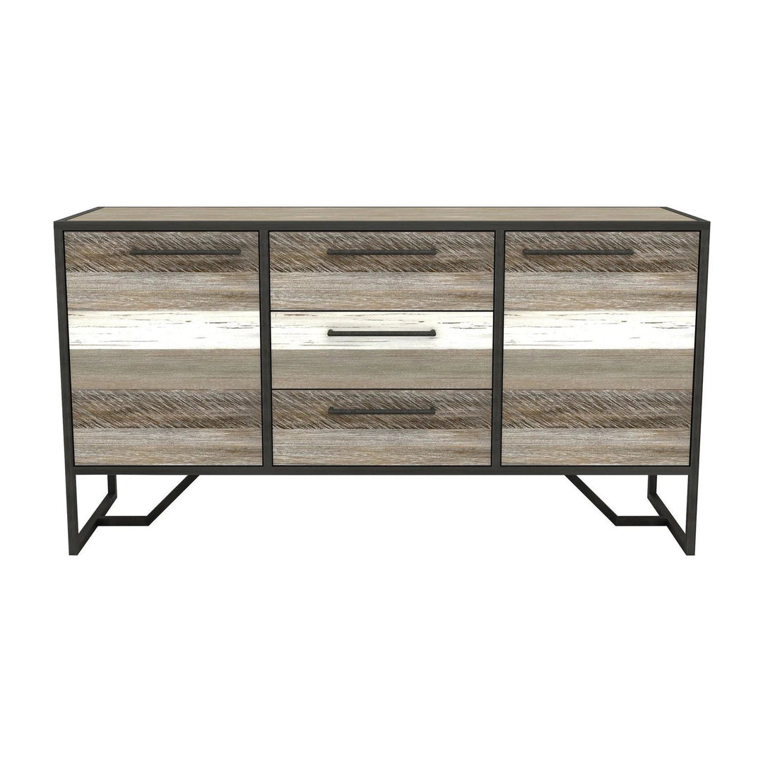 Metro Havana Sideboard in Brown Grey White - acacia iron sideboard by LH Imports - Whats New Furniture Portland OR