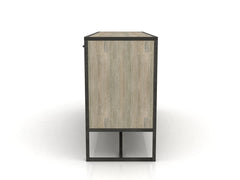 Metro Havana Sideboard in Brown Grey White side view - acacia iron sideboard by LH Imports - Whats New Furniture Portland OR