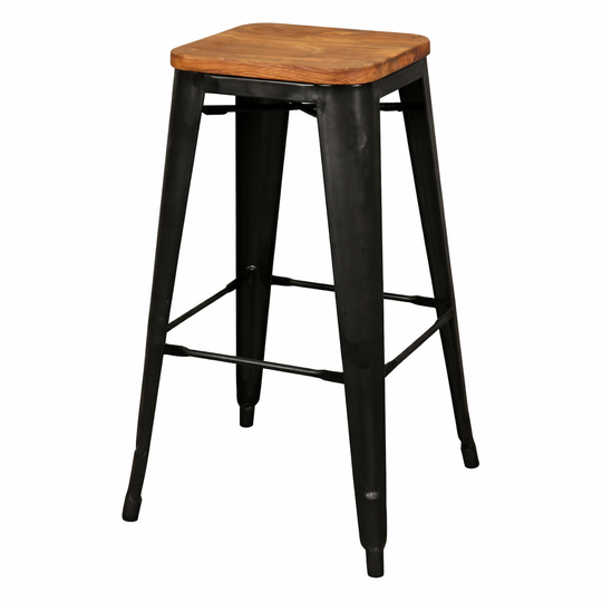 Metropolis Wood Seat Backless Bar Stool