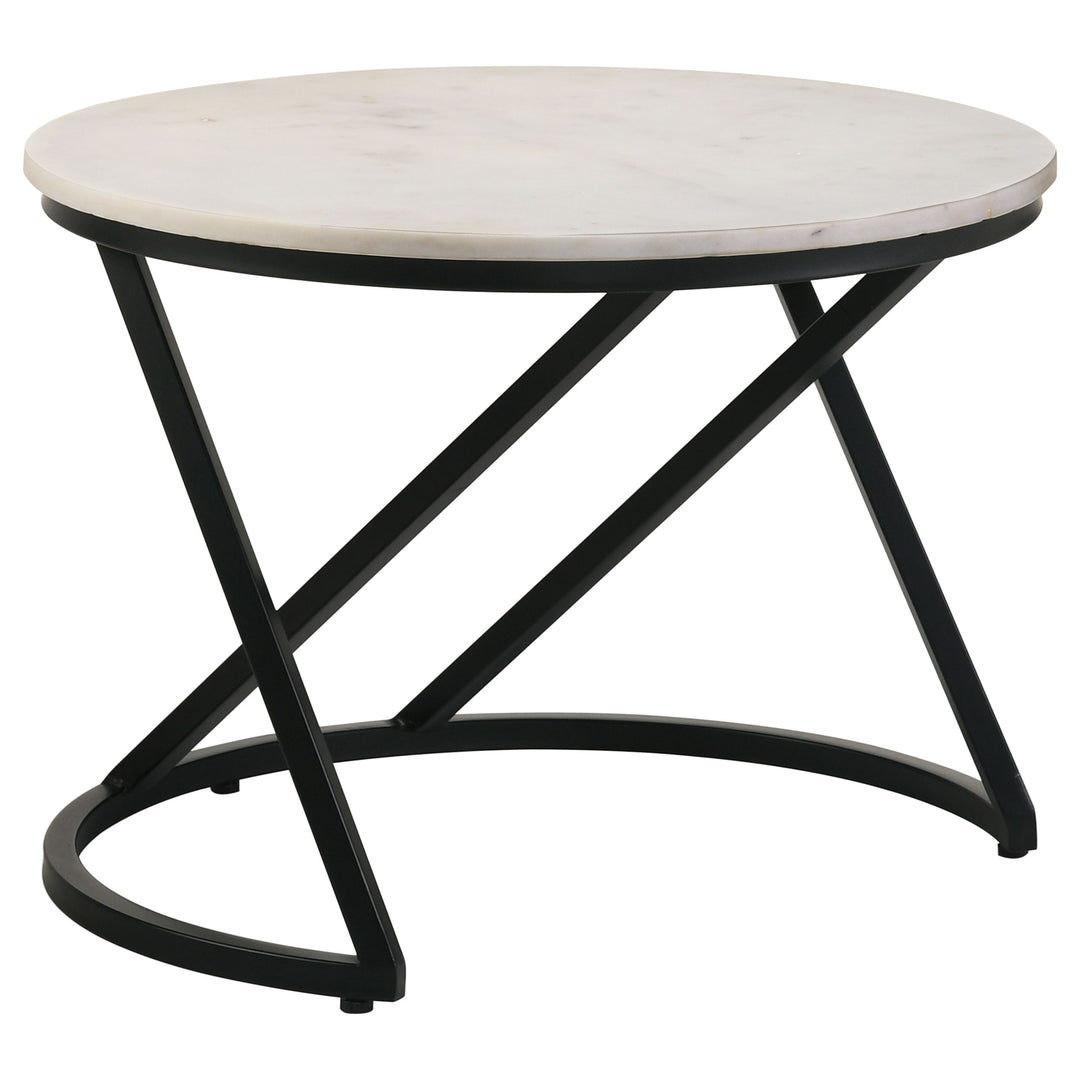 Miguel Round Marble Top Coffee Table White and Black - What&
