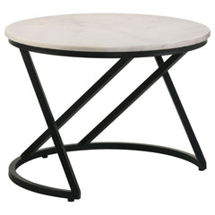 Miguel Round Marble Top Coffee Table White and Black - What&