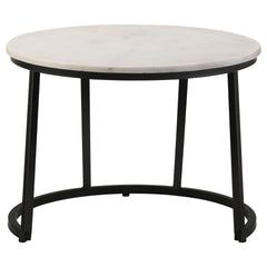 Miguel Round Marble Top Coffee Table White and Black - What&