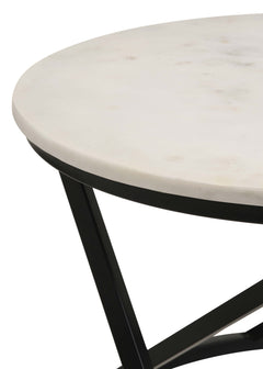 Miguel Round Marble Top Coffee Table White and Black - What&