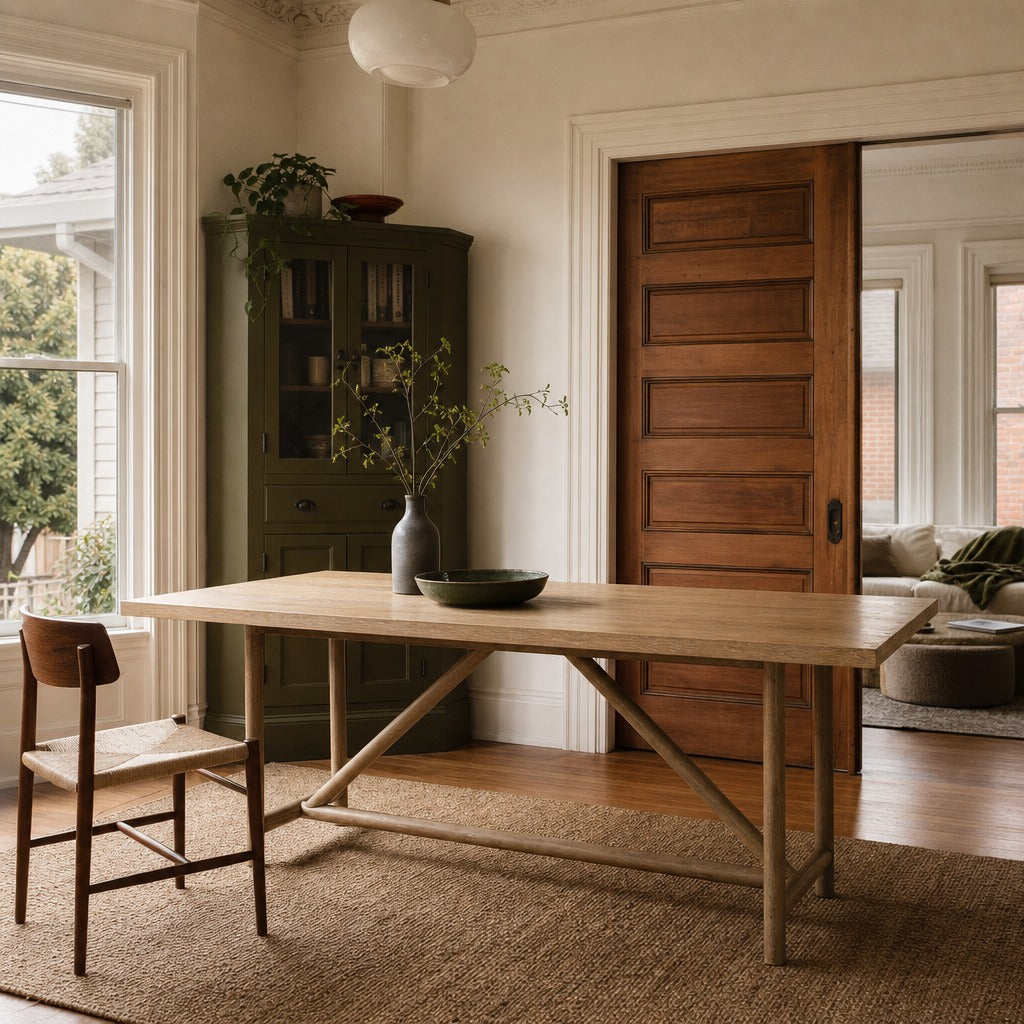 Mika Dining Table styled in Portland NW 23rd Victoriwith a bay window dining room - Whats New Furniture