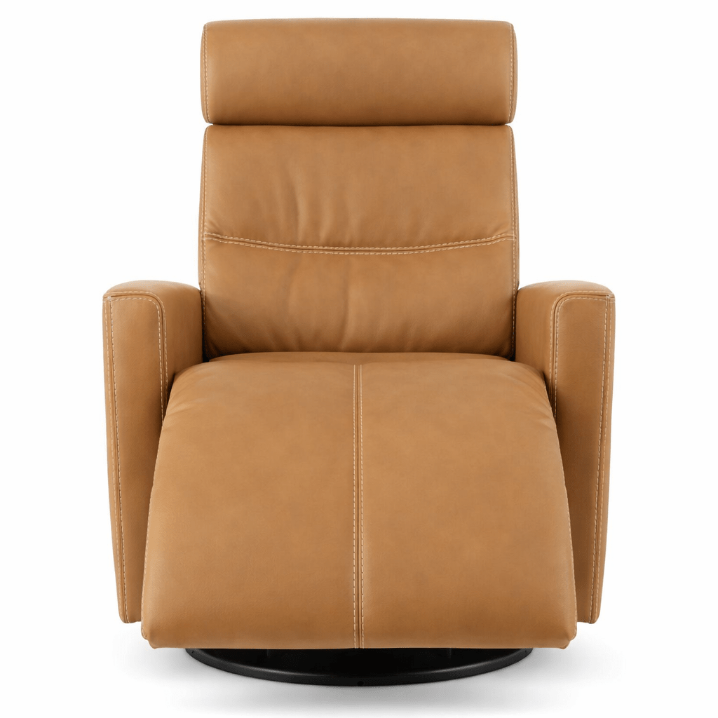 Milan Power Recliner in Vintage Cognac front view - Fjords motorized leather recliner - Whats New Furniture Portland OR