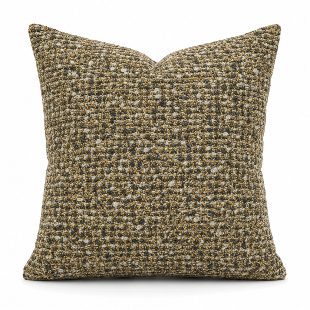 Milburn Windy City gold boucle throw pillow front view by Decor Fifty-Five - Whats New Furniture Portland OR