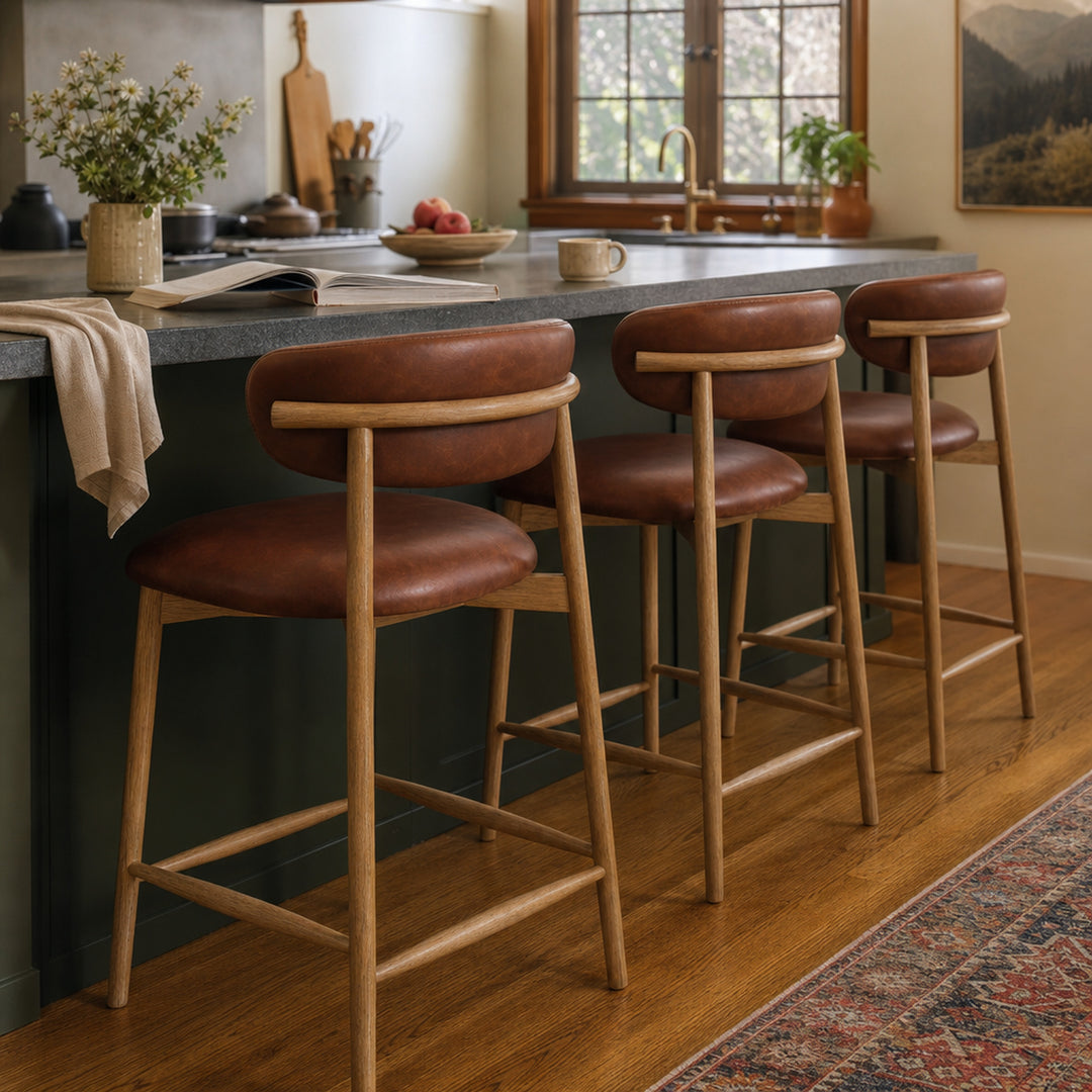 Milo Counter Stool in Mocha at a kitchen island - counter stool by LH Imports - Whats New Furniture Portland OR