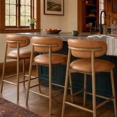 Milo Counter Stool in Tan at a kitchen island - counter stool by LH Imports - Whats New Furniture Portland OR