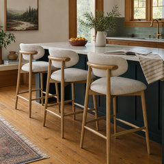 Milo Counter Stool in Vanilla Tweed at a kitchen island - counter stool by LH Imports - Whats New Furniture Portland OR
