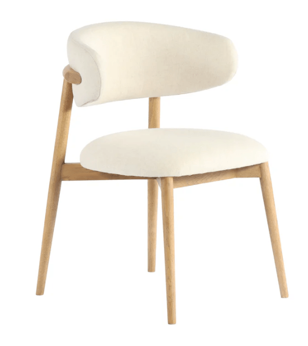 Milo Dining Chair in Savile Flax side angle - curved leather dining chair - Whats New Furniture Portland OR