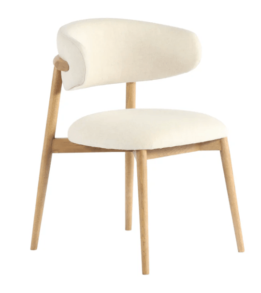 Milo Dining Chair in Savile Flax side angle - curved leather dining chair - Whats New Furniture Portland OR