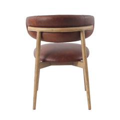 Milo Dining Chair in Savile Flax fabric closeup - curved leather dining chair - Whats New Furniture Portland OR