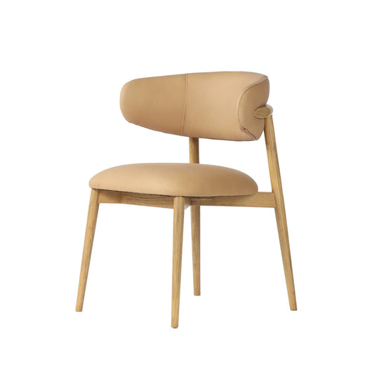 Milo Dining Chair in Savile Flax fabric detail - curved leather dining chair - Whats New Furniture Portland OR