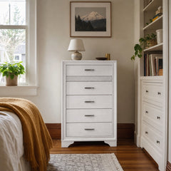 Miranda 6 Drawer Bedroom Chest White styled in Portland Irvington foursquare with original built-ins living room - What&