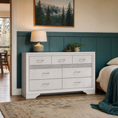 Miranda 9 Drawer Dresser White styled in Portland Mt. Tabor mid-century daylight ranch living room - What&