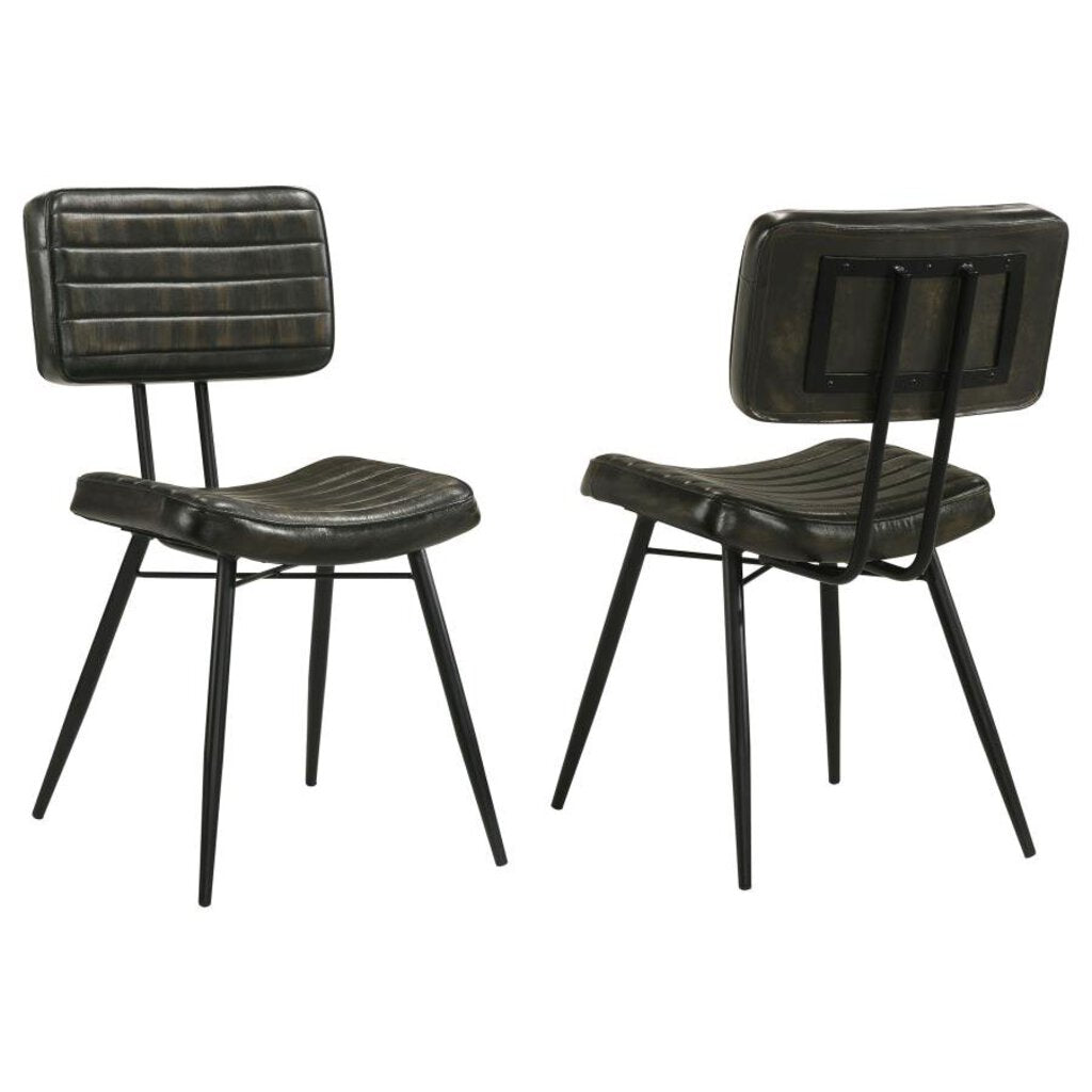 Misty Dining Chair in Espresso side angle - faux leather dining chair by Coaster - Whats New Furniture Portland OR