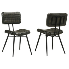 Misty Dining Chair in Espresso side angle - faux leather dining chair by Coaster - Whats New Furniture Portland OR