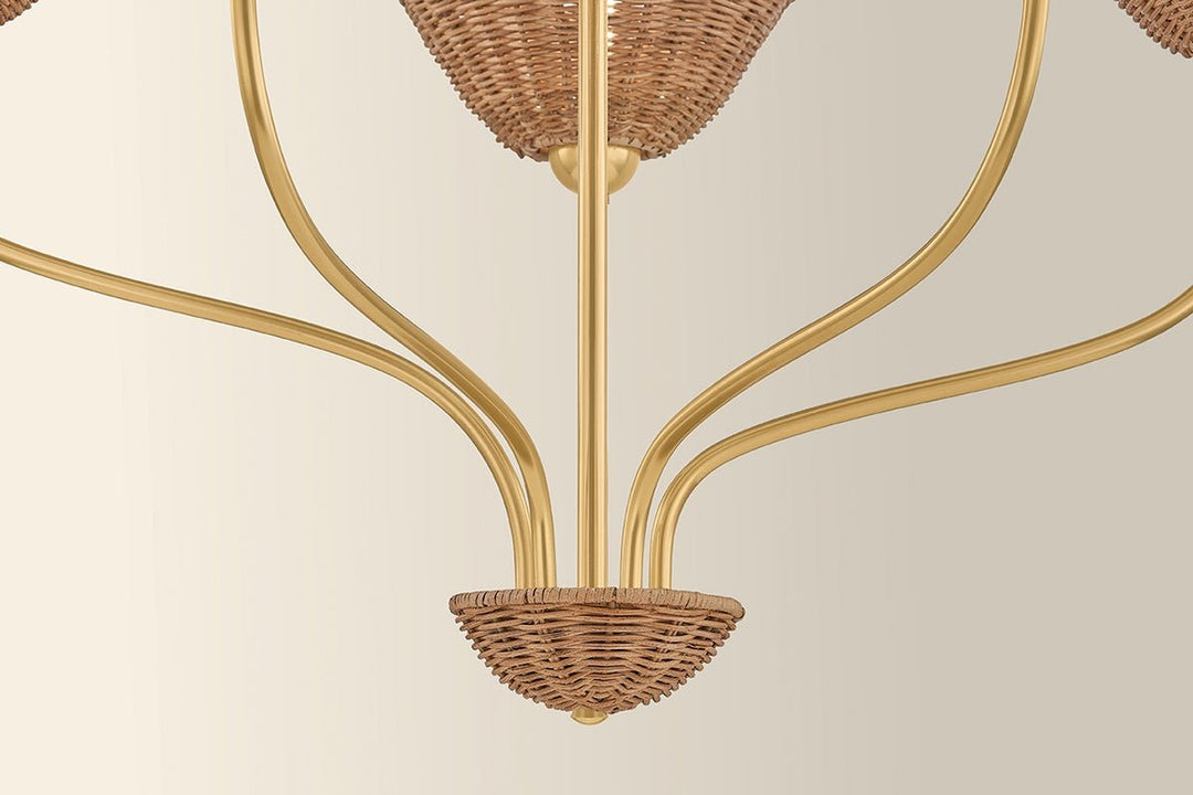 Kehlani 5-Light Chandelier, Aged Brass by Mitzi detail view 4 - Whats New Furniture Portland OR
