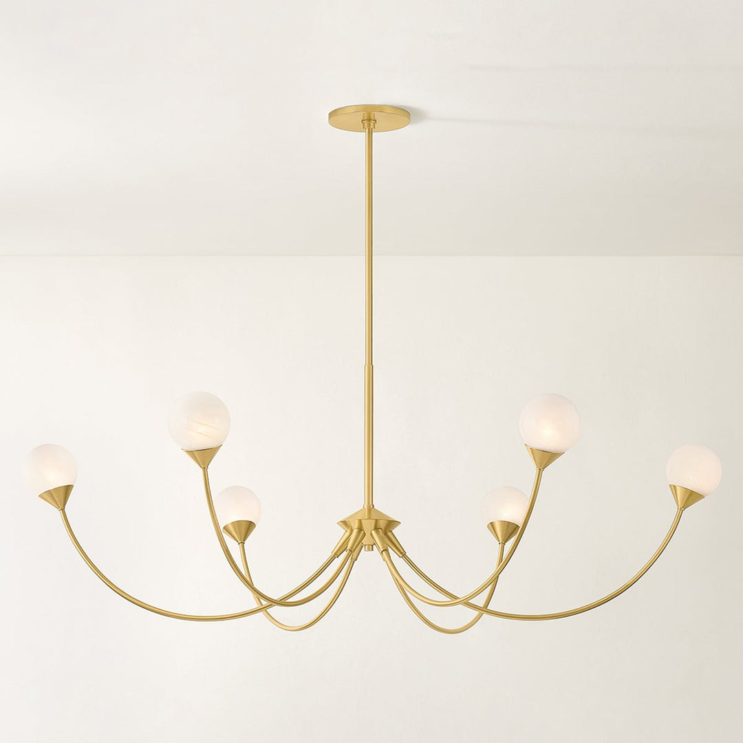 Natasha 6-Light Chandelier, Aged Brass by Mitzi detail view - Whats New Furniture Portland OR