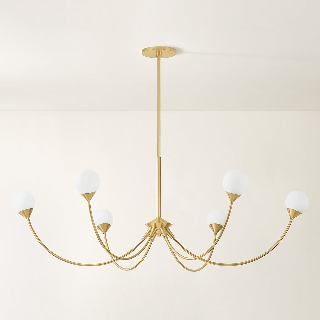 Natasha 6-Light Chandelier, Aged Brass by Mitzi detail view 3 - Whats New Furniture Portland OR